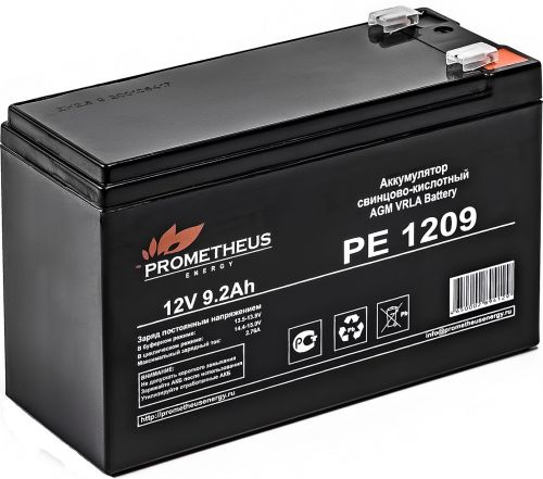 

Батарея для ИБП PROMETHEUS ENERGY РЕ1209 PE 1209 12V, 9.2Ah, зажим 6,35 мм, РЕ1209