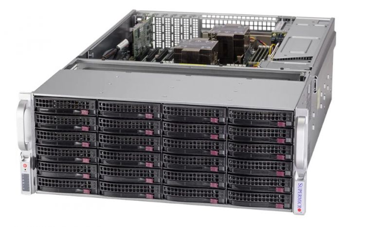 Серверная платформа 4U Supermicro SSG-640P-E1CR36L (2*LGA4189, C621A, 16*DDR4 (3200), 36*3.5 HS, 2*2.5 HS, M.2, 4*PCIE, 2*10Glan, IPMI lan, 1600W 1+ серверная платформа 4u gooxi sl401 d24re g3 32 ddr4 3200 24 3 5 2 5 sas sata 2 m 2 2 10glan 2 vga com 4 usb 3 0