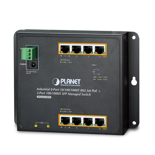 

Коммутатор промышленный управляемый Planet WGS-4215-8P2S IP30, IPv6/IPv4, 8x1000T 802.3at PoE + 2x100/1000X SFP настенный (-40 to 75 C, dual power inp, WGS-4215-8P2S