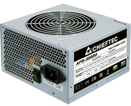 Блок питания ATX Chieftec APB-500B8 500W aPFC, 120mm FAN, КПД 80+, OEM