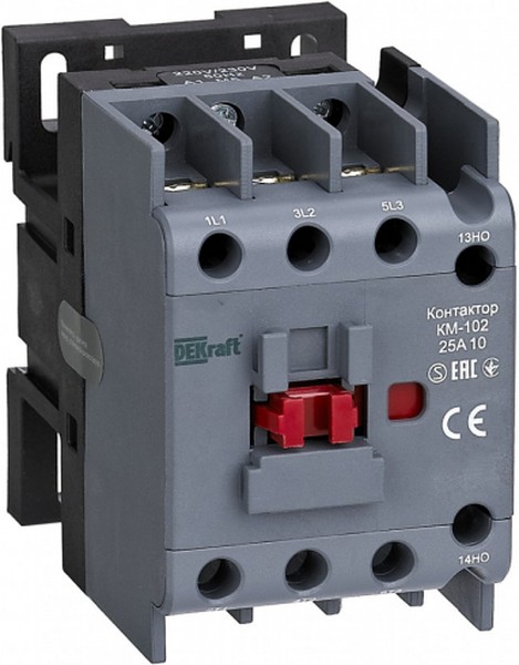 

Контактор DEKraft 22096DEK 25А 110В АС3 АС4 1НЗ КМ-102, 22096DEK