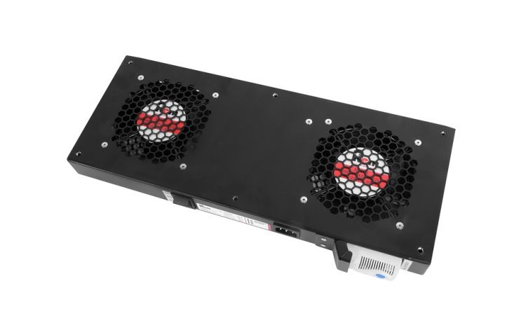 Вентиляторный модуль ЦМО R-FAN-2T-9005 2 вентилятора с терморегулятором, чёрный модуль бастион skat tb fan 2 g top вентиляторный на 2 элемента потолочный серый