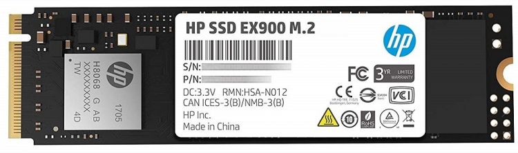 цена Накопитель SSD M.2 2280 HP 2YY44AA EX900 500GB PCIe NVMe 3.0 x4 TLC 2100/1500MB/s IOPS 100K/80K MTBF 2M