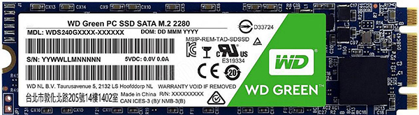 Накопитель SSD M.2 2280 Western Digital WDS480G2G0B Green 480GB SATA III 3D TLC NAND 545MB/s MTBF 1M