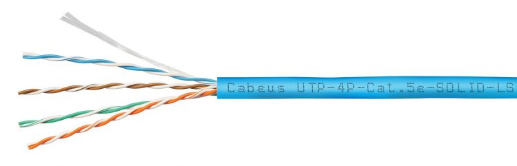 

Кабель витая пара U/UTP 5e кат. 4 пары Cabeus UTP-4P-Cat.5e-SOLID-LSZH-BL-100 (24 AWG), одножильный, синий, LSZH, нг(А)-HF, (100 м), UTP-4P-Cat.5e-SOLID-LSZH-BL-100