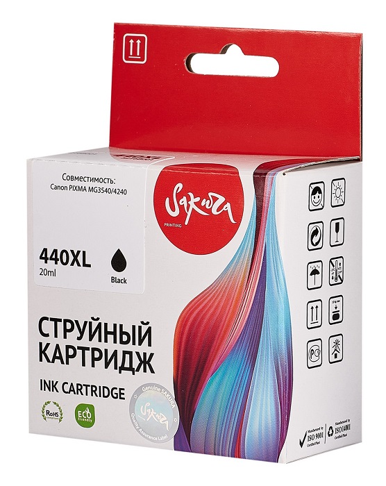 Картридж струйный Sakura 5216B001 (440XL Black) SI5216B001 для Canon PIXMA MG3540/4240, пигментный тип чернил, черный, 600 к.