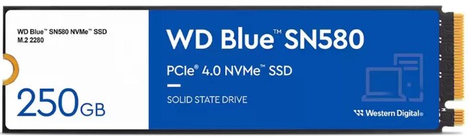 Накопитель SSD M.2 2280 Western Digital WDS250G3B0E 250GB, 4000/2000MB/s, PCIe 4.0 x4, NVME, 3D NAND TLC, 240K/470K IOPS