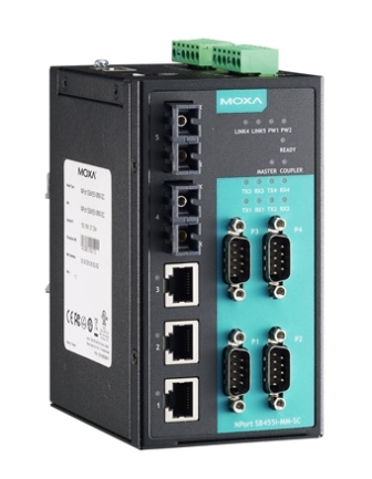 цена Сервер MOXA NPort S8455I-MM-SC-T 4 port RS-232/422/485, 3 x 10/100 Ethernet, 2 x 100MM Fiber, SC, 12-48 VDC