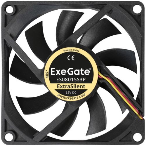 Вентилятор Exegate ExtraSilent ES08015S3P EX283373RUS 80x80x15 мм, подшипник скольжения, 3pin, 1600R