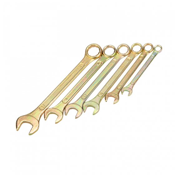 Набор ключей Rexant 12-5841-2 комбинированных (8, 10, 12, 13, 14, 17 мм), 6 шт., желтый цинк