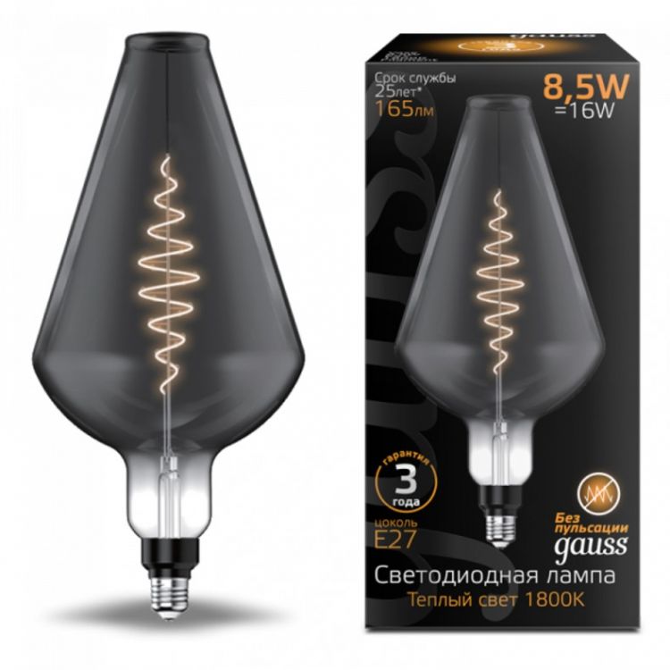 

Лампа светодиодная Gauss 180802005 LED Filament Vase GAUSS E27 8.5W Gray 165lm 1800K 150 лм, 180802005