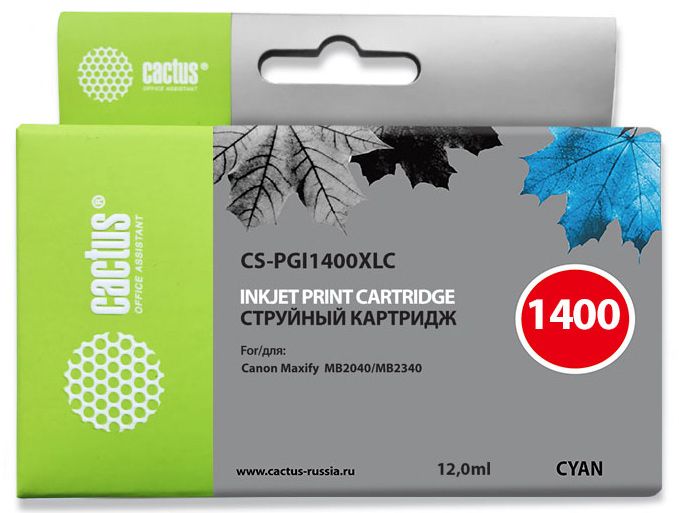 

Картридж Cactus CS-PGI1400XLC синий (12мл) для Canon MB2050/MB2350/MB2040/MB2340, CS-PGI1400XLC