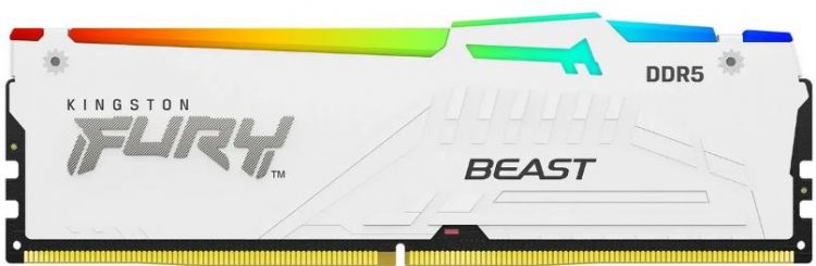 

Модуль памяти DDR5 16GB Kingston FURY KF568C34BWEA-16 Beast Whie RGB, PC5-54400, 6800MHz, CL34, 1,4V, EXPO, XMP, радиатор, KF568C34BWEA-16