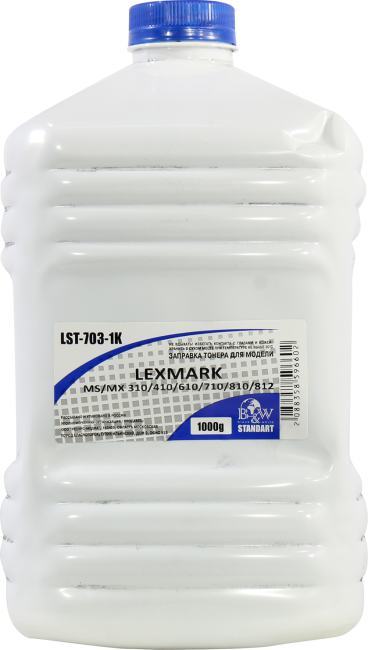 

Тонер B&W (Black&White) LST-703-1K Lexmark MS/MX 310/410/610/710/810/812, B2236dw/MB2236adw (кан. 1кг) Standart фас.Россия, LST-703-1K