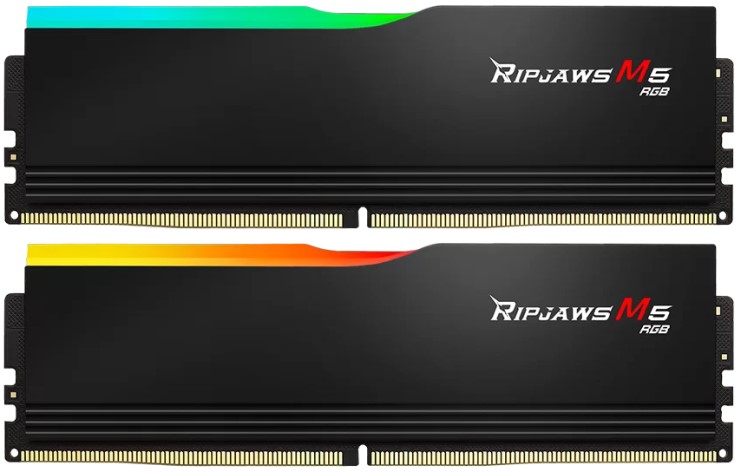 

Модуль памяти DDR5 32GB (2*16GB) G.Skill RIPJAWS M5 F5-6000J3648D16GX2-RM5RK PC5-48000 6000MHz CL36 1.25V XMP Black, RIPJAWS M5