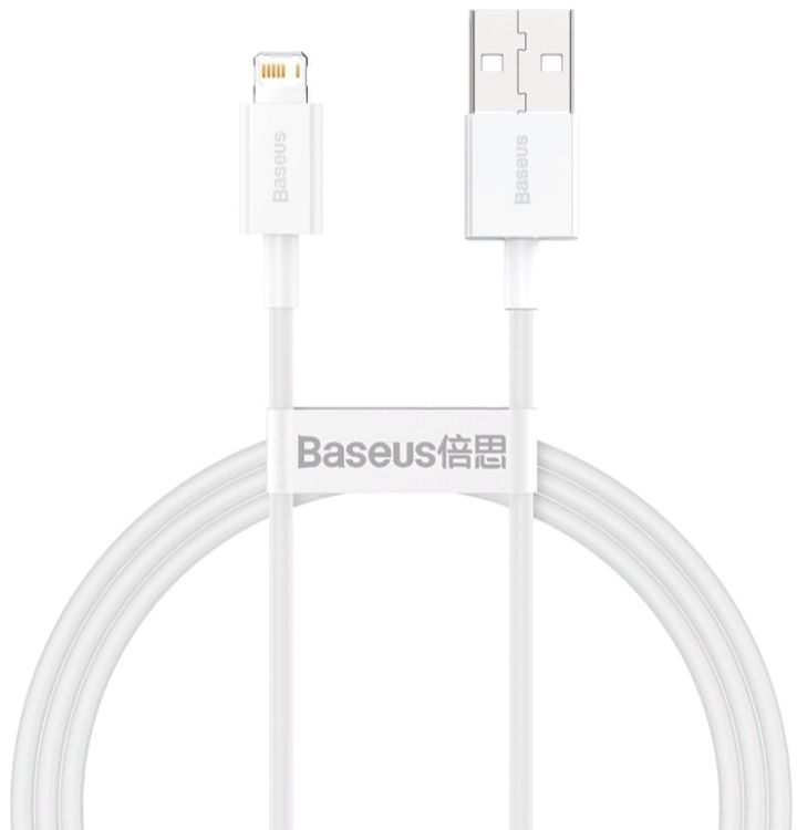 Кабель интерфейсный Baseus CALYS-C02 USB Type A - Lightning 2.4A силиконовый 2m white