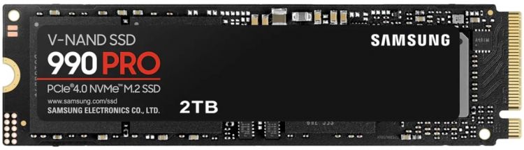 Накопитель SSD M.2 2280 Samsung MZ-V9P2T0BW 990 PRO 2TB PCIe Gen 4.0 x4, NVMe 2.0 V-NAND 3-bit MLC 7450/6900MB/s IOPS 1400K/1550K MTBF 1.5M