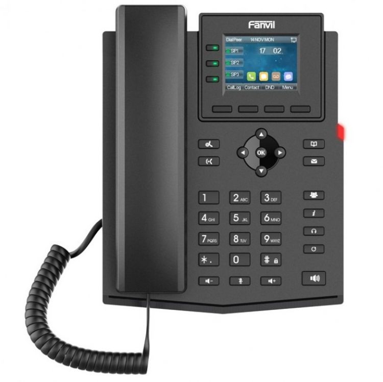 Телефон VoiceIP Fanvil X303P 2xEthernet 10/100, LCD 320x240, цветной дисплей 2,4, 4 аккаунта SIP, G722, Opus, Ipv-6, порт для гарнитуры, книга на 1000
