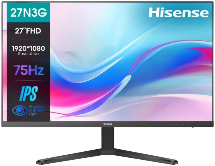 Монитор 27" Hisense 27N3G black, IPS, FHD, 5ms, 250cd, 75Hz, HDMI, VGA