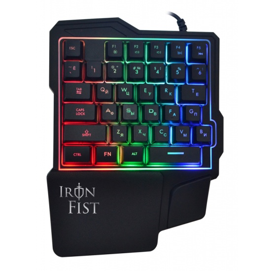 Клавиатура Oklick 701G IRON FIST черный USB for gamer LED (подставка для запястий)