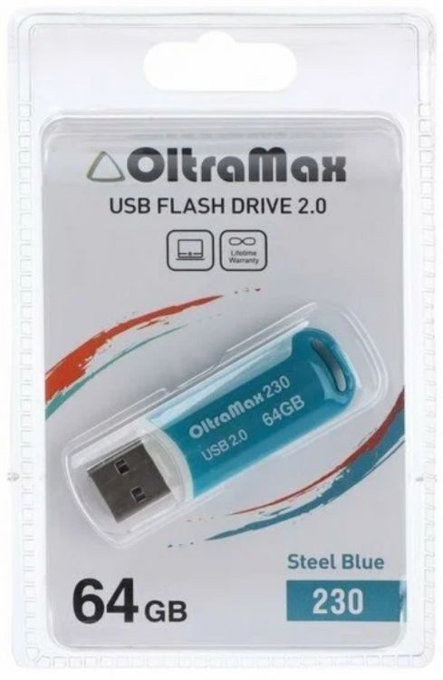 

Накопитель USB 2.0 64GB OltraMax OM-64GB-230-St Blue 230 стальной синий, OM-64GB-230-St Blue