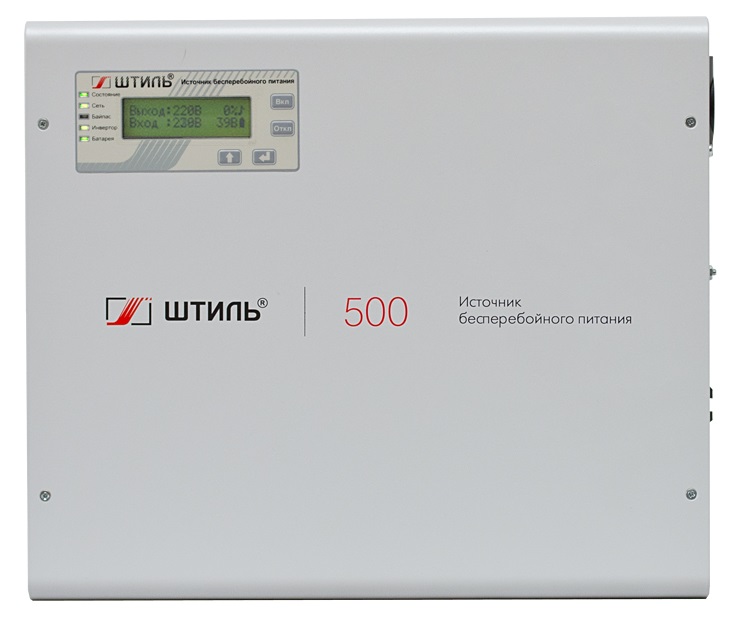 Источник бесперебойного питания Штиль SW500L on-line, 0.5кВА/0.4кВт, испол. настенное, IP20, ЖК-дисплей, светодиодные индикаторы