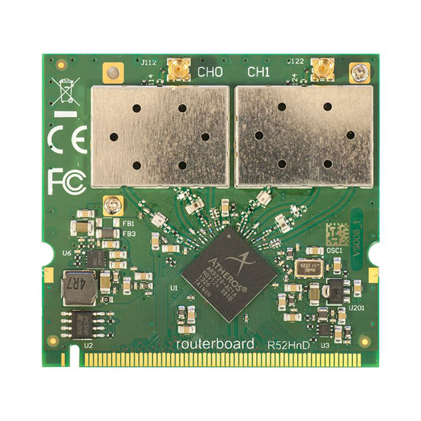 Модуль Mikrotik R52HnD 2.4/5Ghz miniPCI 802.11a/b/g/n dual chain, 2x MMCX dual radio 802 11acabgn 2x22 mimo on 5ghz indoor access point