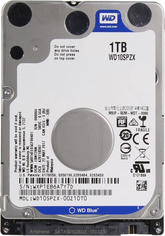 Жесткий диск 1TB SATA 6Gb/s Western Digital WD10SPZX 2.5 WD Blue 5400rpm 128MB Bulk жесткий диск wd original sata iii 2tb wd20spzx blue 5400rpm 128mb 2 5