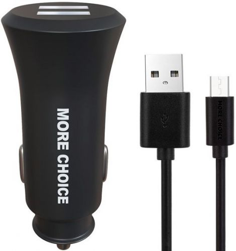 Зарядное устройство автомобильное More Choice AC23m 2*USB 2.4A для micro USB Black, цвет черный AC23m Black - фото 1