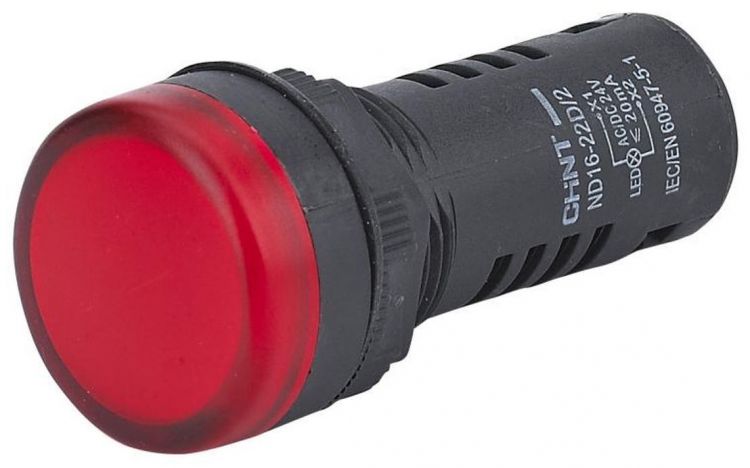 

Индикатор CHINT 828019 ND16-22D/2C красный, встр. резистор, IP65 AC/DC230В, 828019