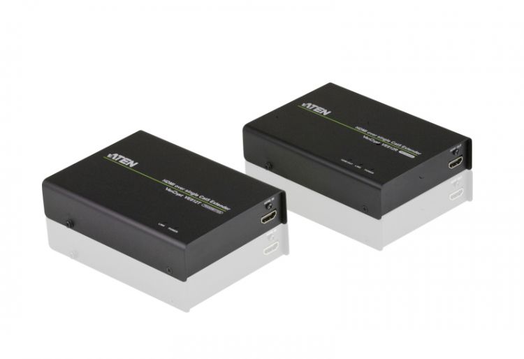 Удлинитель Aten VE812-AT-G HDMI, 100 м, 1xUTP Cat5e, HDMI+RJ45, F, без шнуров, 2xБП 220> 5.3V, (по витой паре/до 4kx2k 60Hz/HDTV480p/720p/1080i/1080p/ удлинитель vcom rj45 hdmi f rj45 hdmi f 60м