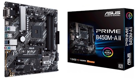 Материнская плата mATX ASUS PRIME B450M-A II (AM4,AMD B450,4*DDR4(3200),6*SATA 6G RAID,M.2,3*PCI-E,7