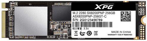 Накопитель SSD M.2 2280 ADATA ASX8200PNP-256GT-C XPG SX8200 Pro 256GB PCIe Gen3x4 TLC 3350/1150MB/s IOPS 220K/290K MTBF 2M - фото 1