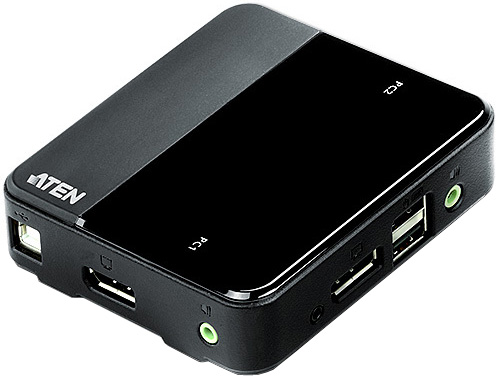 Переключатель KVM Aten CS782DP-AT (УЦЕНЕНННЫЙ) switch, электронный, DisplayPort+KBD+MOUSE+AUDIO, 1>