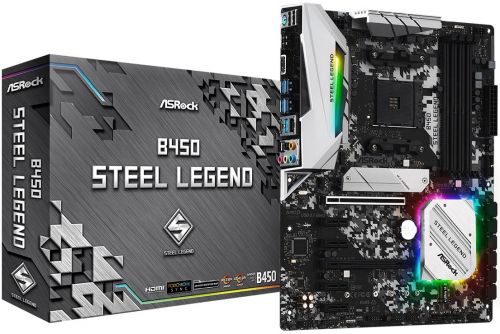 Материнская плата ATX ASRock B450 STEEL LEGEND AM4, AMD B450, 4*DDR4(3533), 6*SATA 6G RAID, 2*M.2, 6