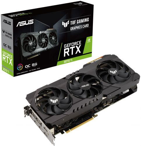 Видеокарта PCI-E ASUS GeForce RTX 3070 Ti TUF GAMING OC (TUF-RTX3070TI-O8G-GAMING) 8GB GDDR6X 256bit 8nm 1575/19000MHz HDMI/3*DP