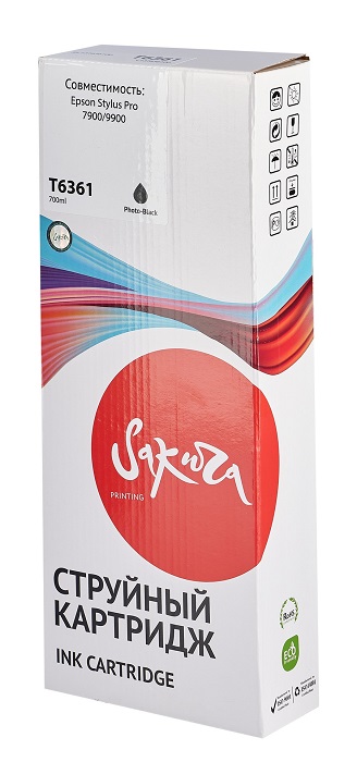 

Картридж струйный Sakura C13T636100 (T6361 Photo Black) для Epson Stylus Pro 7900/9900, пигментный т, C13T636100 (T6361 Photo Black)