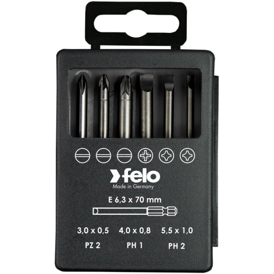 

Набор бит Felo 03092716 SL/PZ/PH Industrial 73 мм в кейсе, 6 шт, 03092716