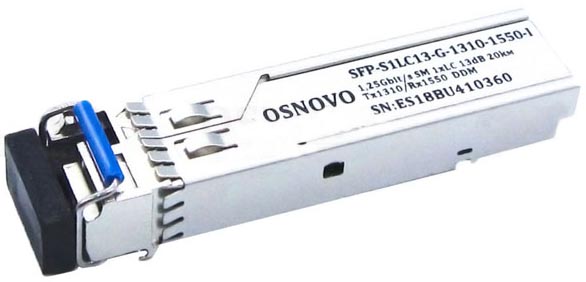 

Модуль SFP OSNOVO SFP-S1LC13-G-1310-1550-I до 1.25 Гбит/c, LC/13дБ/расстояние передачи до 20км/Tx 1310/Rx 1550/поддержка DDM, SFP-S1LC13-G-1310-1550-I