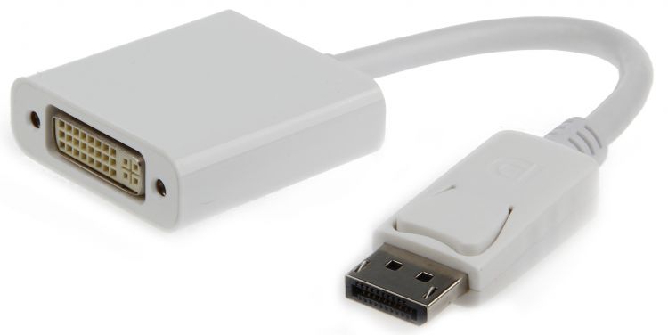 

Переходник Cablexpert DisplayPort - DVI A-DPM-DVIF-002-W 20M/19F, белый, пакет, DisplayPort - DVI