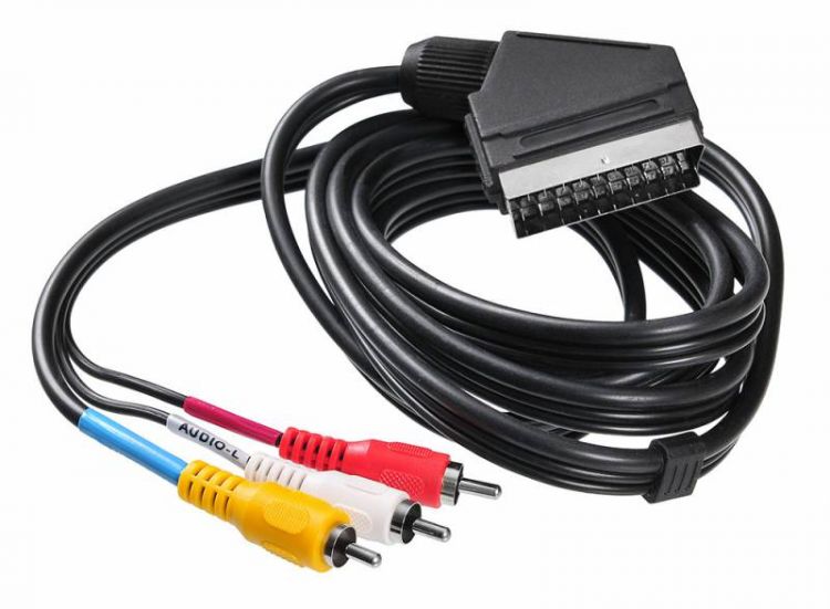 Кабель аудио Buro BSC005-2 SCART (m)/3хRCA (m), 2м. Черный кабель соединительный 2м buro scart 3xrca черный bsc005 2 817210