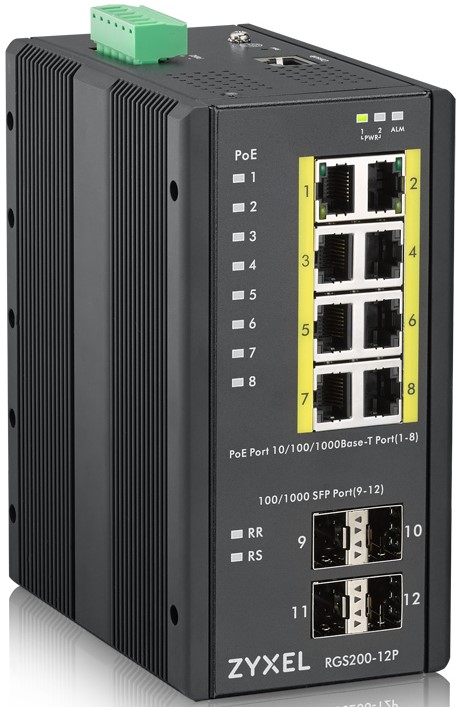 

Коммутатор управляемый ZYXEL RGS200-12P-ZZ0101F промышленный, L2 PoE+, 8xGE PoE+, 4xSFP, крепление на стену/DIN-рейку, IP30, два источника питания DC,, RGS200-12P-ZZ0101F