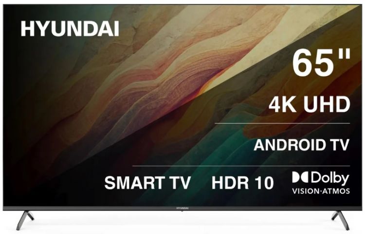 Телевизор Hyundai H-LED65BU7010 H-LED65BU7009 LED 65" Android TV Frameless Metal черный/черный 4K Ultra HD 60Hz DVB-T DVB-T2 DVB-C DVB-S DVB-S2 USB Wi