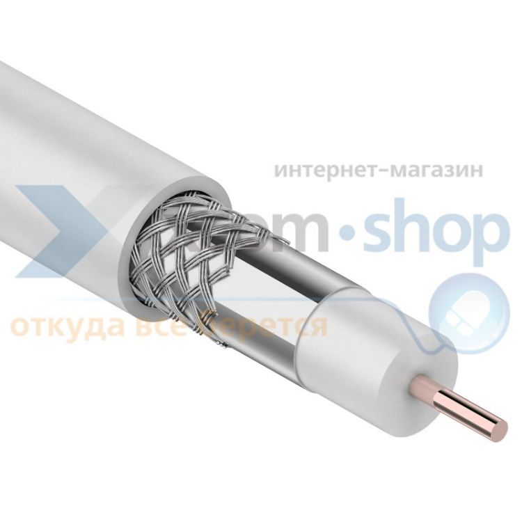 Кабель Rexant RG-6U, (64%), 75 Ом, 100м., белый 01-2201