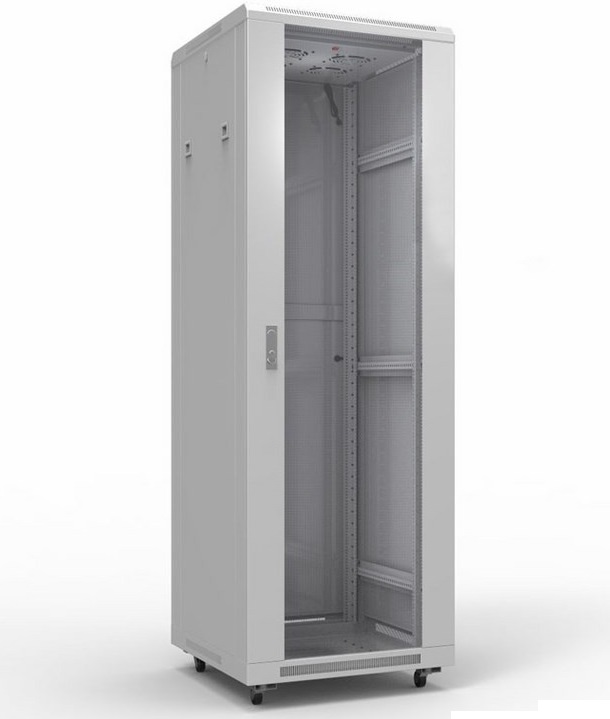 Шкаф напольный 19, 42U Rexant 04-2306 Standart 600х800 мм, передняя дверь стекло, задняя дверь металл, RAL 7035 (состоит из 2 частей)