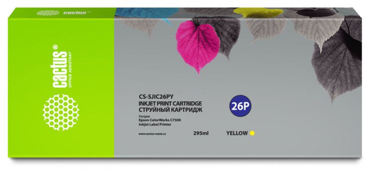 

Картридж Cactus CS-SJIC26PY желтый (295мл) для Epson ColorWorks TM-C7500, CS-SJIC26PY