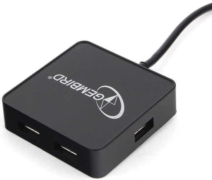 цена Концентратор USB 2.0 Gembird UHB-242 black, 4 порта, блитер