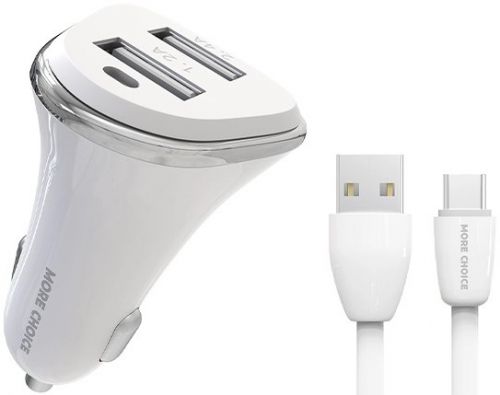 Зарядное устройство автомобильное More Choice AC22m 2*USB 2.4A для micro USB White, цвет белый AC22m White - фото 1