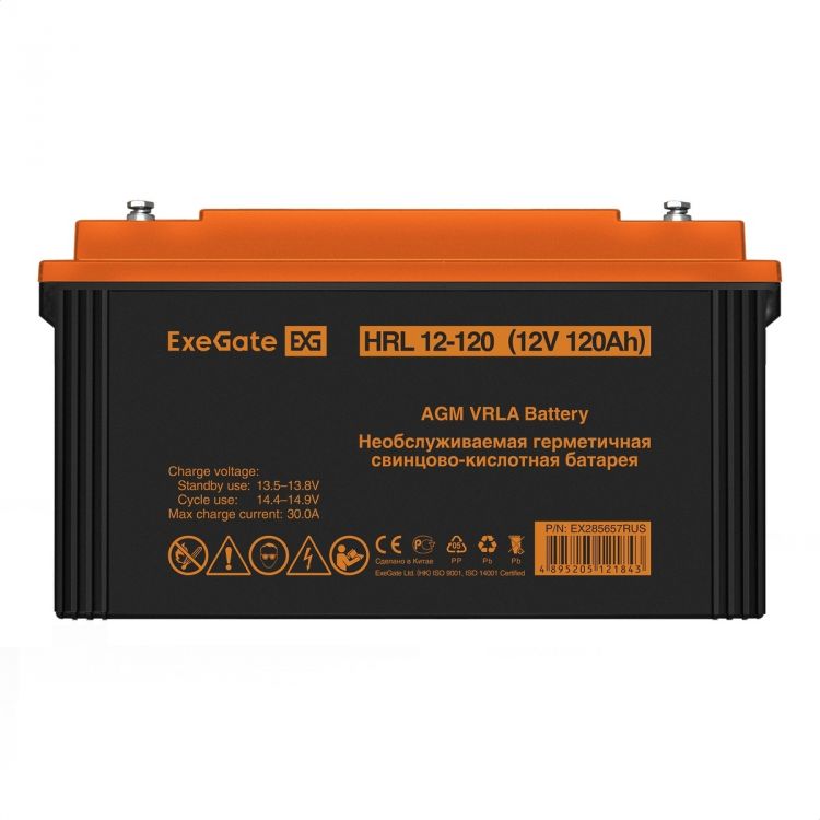 Батарея аккумуляторная Exegate HRL 12-120 EX285657RUS (12V 120Ah, под болт М8)