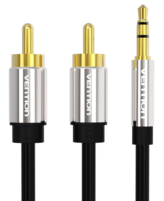 

Кабель акустический Vention P550AC150-S Jack 3,5 mm M/2RCA M, 1,5 м, черный, P550AC150-S